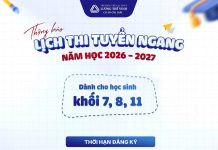 THÔNG BÁO TUYỂN NGANG NĂM HỌC 2026–2027